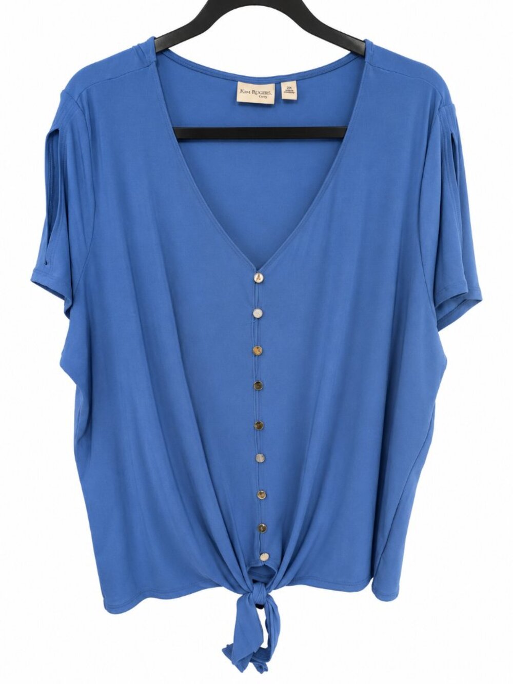Kim Rogers Womens Light Blue Knotted Curvy 2XL